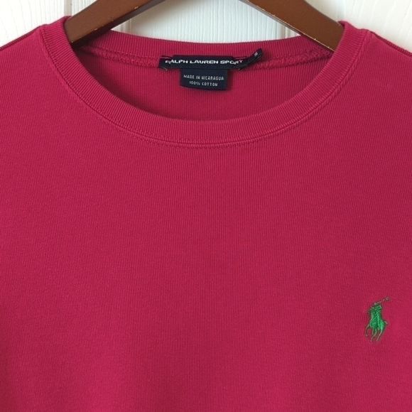 Ralph Lauren Sport Y2K Vintage Classic Long Sleeve Crewneck T-shirt Hot Pink S - Picture 2 of 10